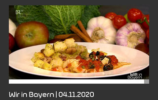 Kabeljau alla pizzaiola mit Tomaten und Oliven und Wirsing Gemüse mit Kastanien und Äpfeln